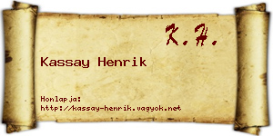 Kassay Henrik névjegykártya